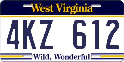 WV license plate 4KZ612