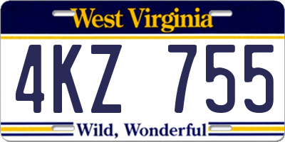 WV license plate 4KZ755