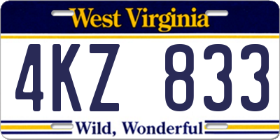 WV license plate 4KZ833