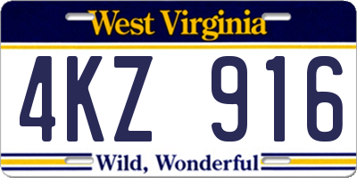 WV license plate 4KZ916