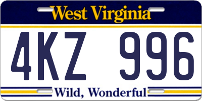 WV license plate 4KZ996