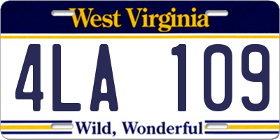 WV license plate 4LA109