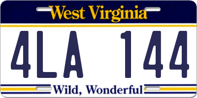 WV license plate 4LA144