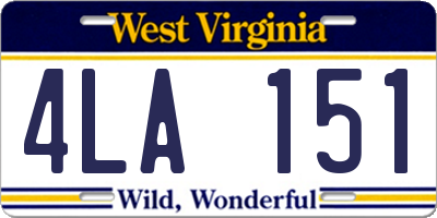 WV license plate 4LA151