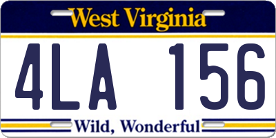 WV license plate 4LA156
