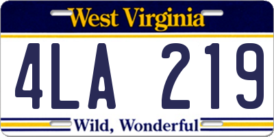 WV license plate 4LA219