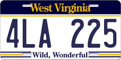 WV license plate 4LA225