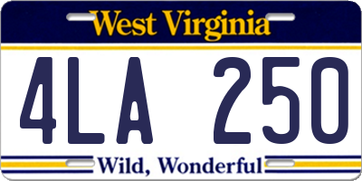 WV license plate 4LA250