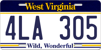 WV license plate 4LA305