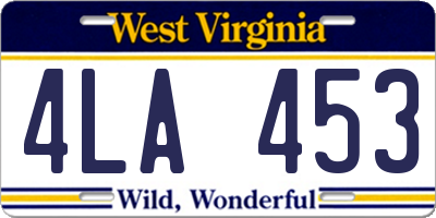 WV license plate 4LA453