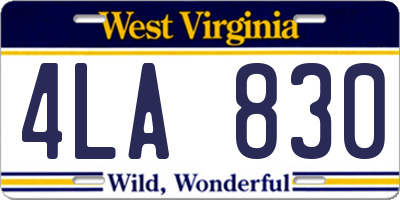 WV license plate 4LA830