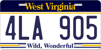 WV license plate 4LA905