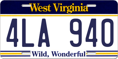 WV license plate 4LA940