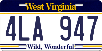 WV license plate 4LA947