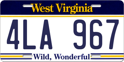 WV license plate 4LA967