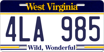 WV license plate 4LA985