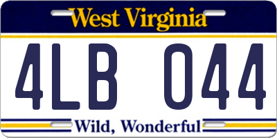 WV license plate 4LB044