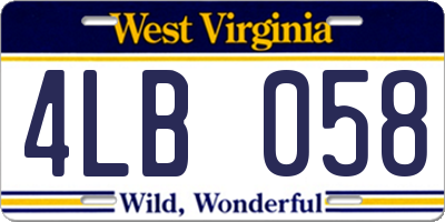 WV license plate 4LB058