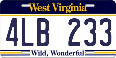 WV license plate 4LB233