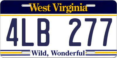 WV license plate 4LB277