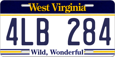 WV license plate 4LB284