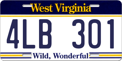 WV license plate 4LB301