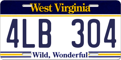 WV license plate 4LB304