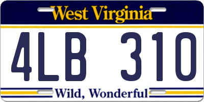 WV license plate 4LB310