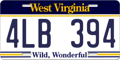 WV license plate 4LB394