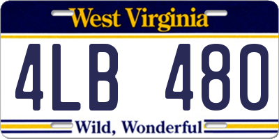 WV license plate 4LB480