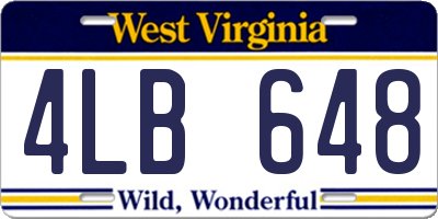 WV license plate 4LB648