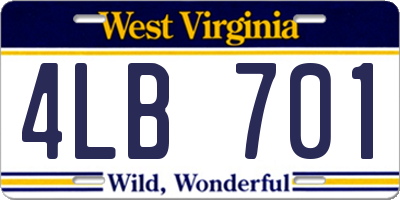 WV license plate 4LB701