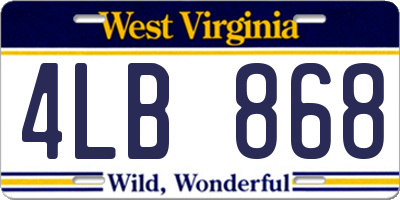 WV license plate 4LB868