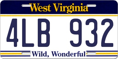 WV license plate 4LB932