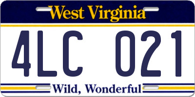 WV license plate 4LC021