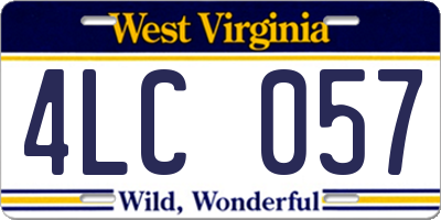 WV license plate 4LC057