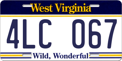 WV license plate 4LC067