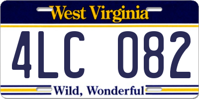 WV license plate 4LC082