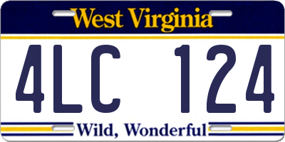 WV license plate 4LC124