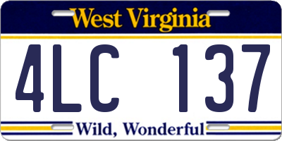 WV license plate 4LC137