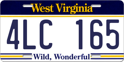WV license plate 4LC165