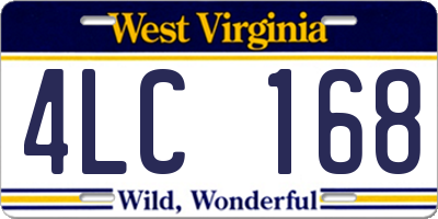 WV license plate 4LC168