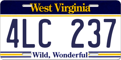 WV license plate 4LC237