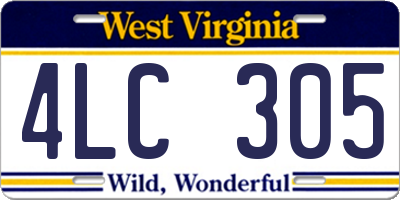 WV license plate 4LC305