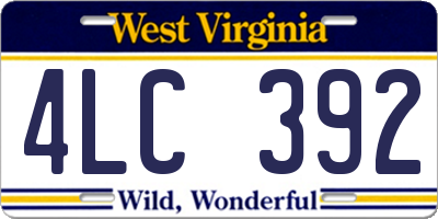 WV license plate 4LC392