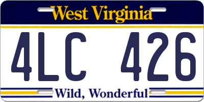 WV license plate 4LC426