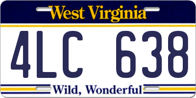 WV license plate 4LC638