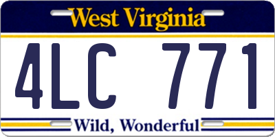WV license plate 4LC771