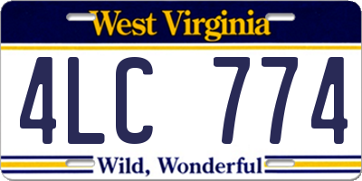 WV license plate 4LC774