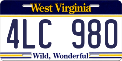 WV license plate 4LC980